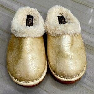 NWT, Beautiful Polo Ralph Lauren Gold shoes girls or boys sz 13